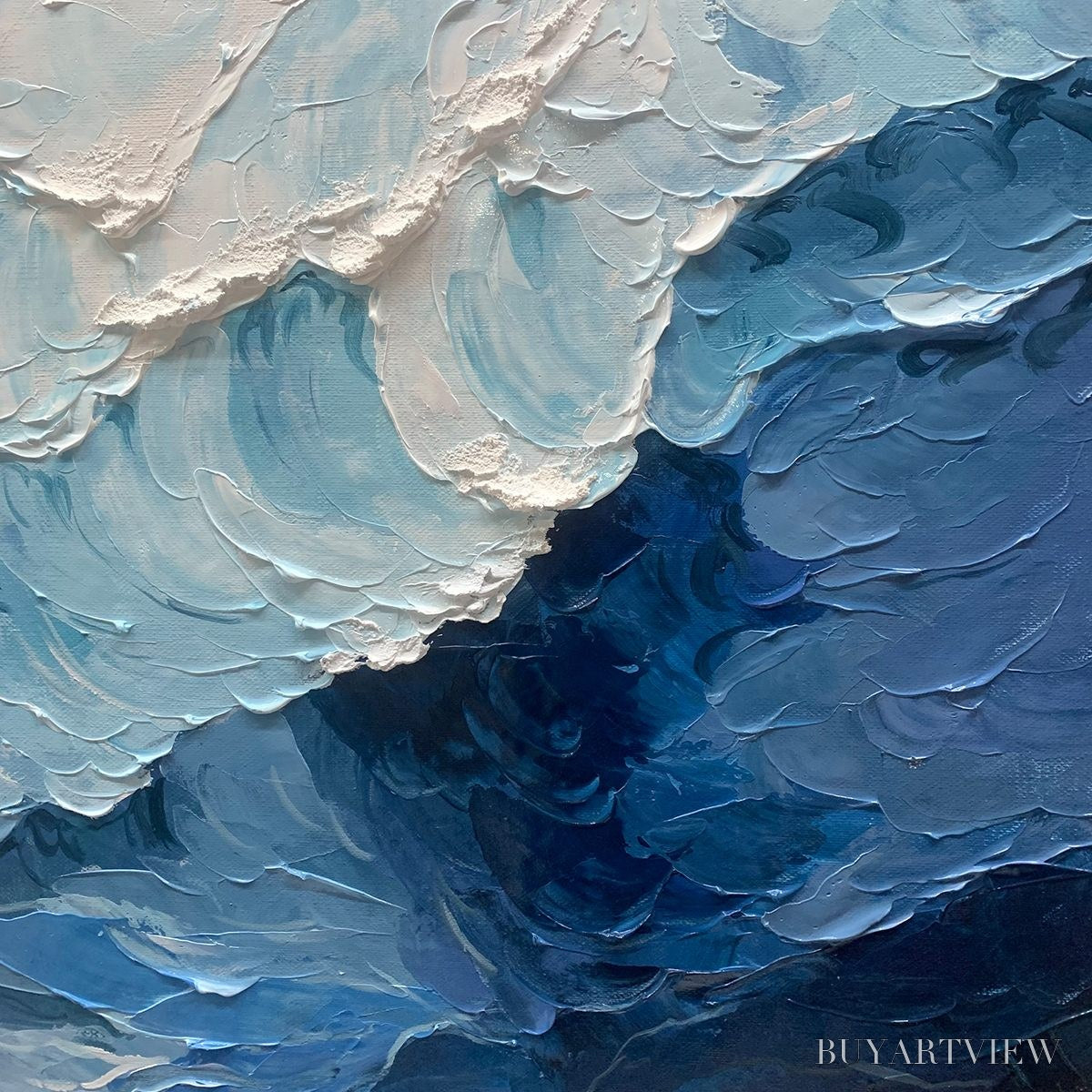 BUYARTVIEW Crashing Waves – Textured Coastal Seascape Oil Painting - image 6