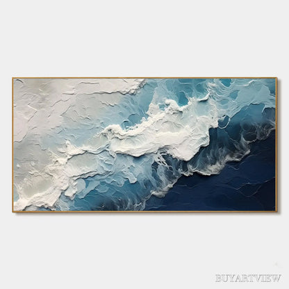 BUYARTVIEW Ocean'S Embrace – Textured Abstract Seascape Oil Painting - image 1
