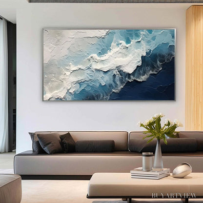 BUYARTVIEW Ocean'S Embrace – Textured Abstract Seascape Oil Painting - image 2