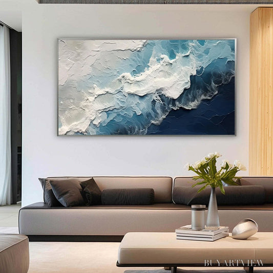 BUYARTVIEW Ocean'S Embrace – Textured Abstract Seascape Oil Painting - image 2