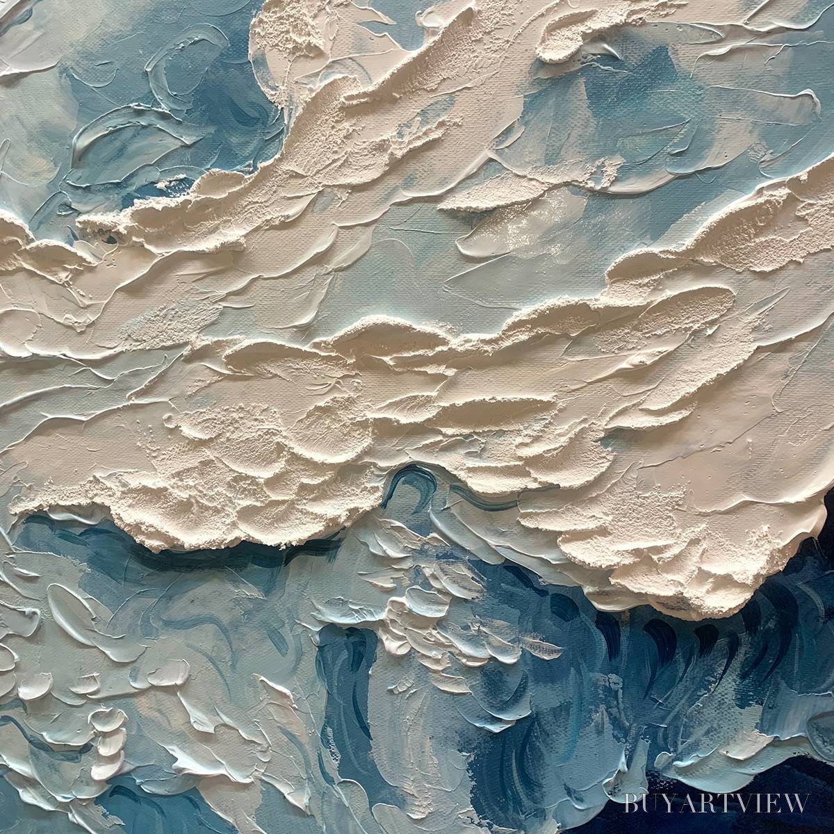 BUYARTVIEW Ocean'S Embrace – Textured Abstract Seascape Oil Painting - image 3