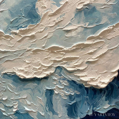 BUYARTVIEW Ocean'S Embrace – Textured Abstract Seascape Oil Painting - image 3