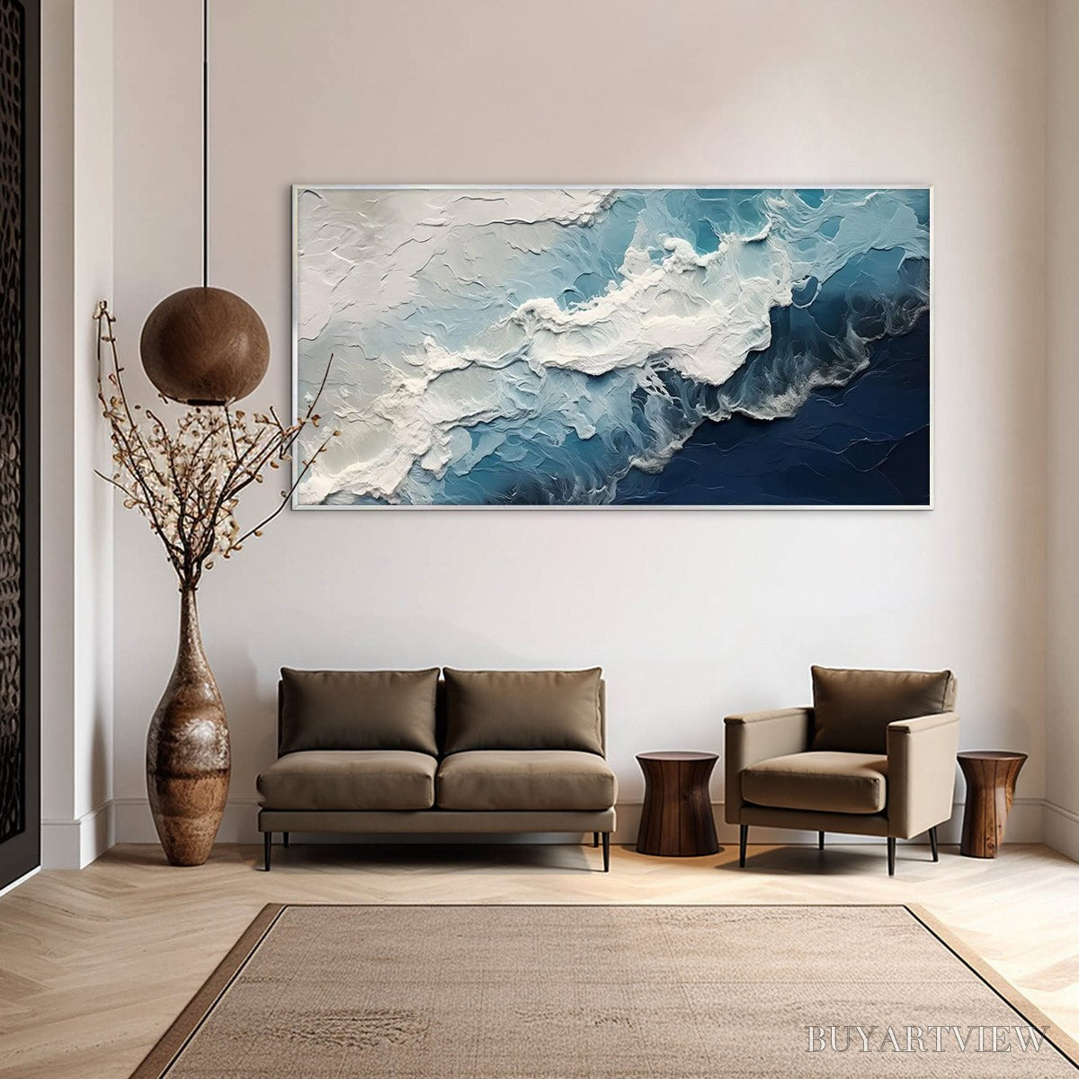 BUYARTVIEW Ocean'S Embrace – Textured Abstract Seascape Oil Painting - image 4