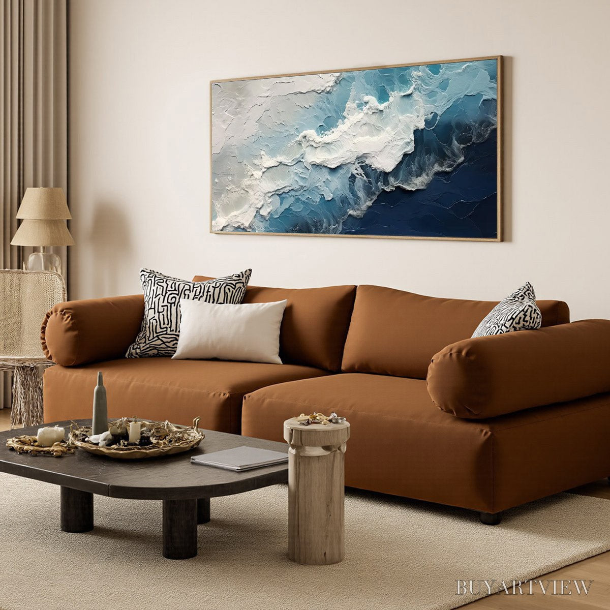 BUYARTVIEW Ocean'S Embrace – Textured Abstract Seascape Oil Painting - image 5