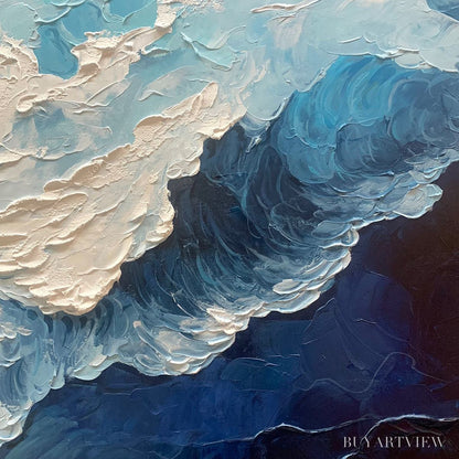 BUYARTVIEW Ocean'S Embrace – Textured Abstract Seascape Oil Painting - image 6