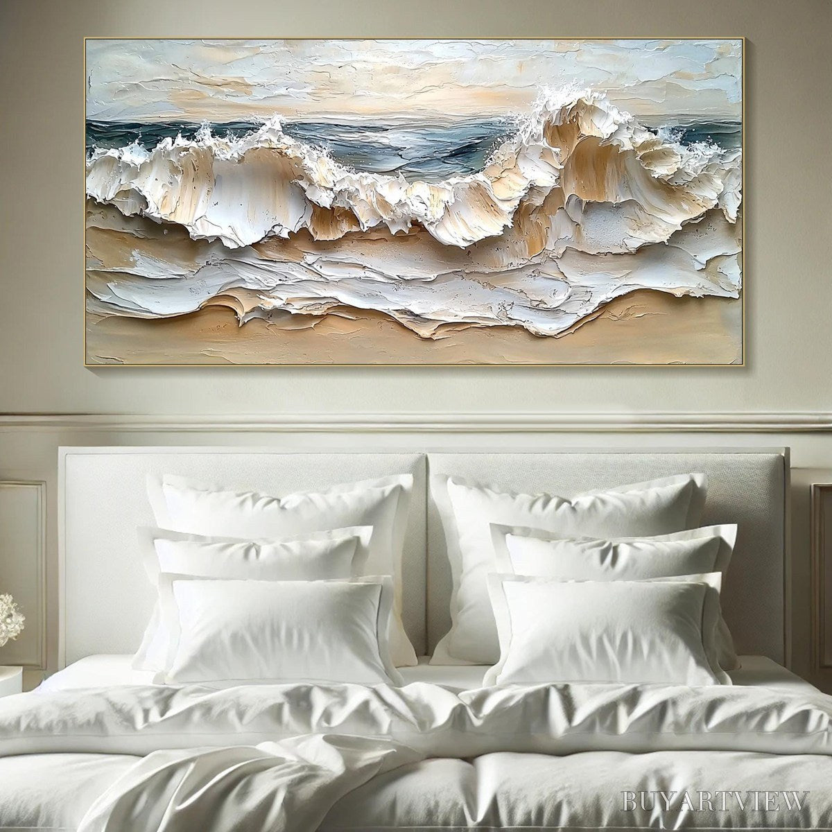 BUYARTVIEW Coastal Crescendo – Heavily Textured Impasto Ocean Wave - image 2