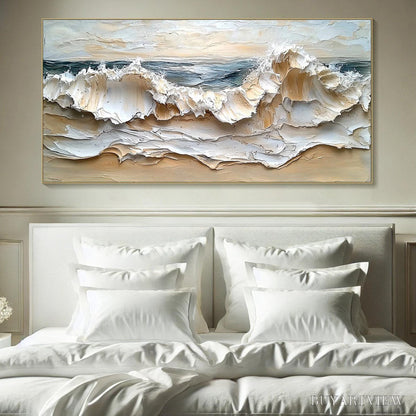 BUYARTVIEW Coastal Crescendo – Heavily Textured Impasto Ocean Wave - image 2