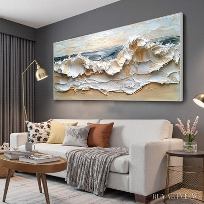 BUYARTVIEW Coastal Crescendo – Heavily Textured Impasto Ocean Wave - image 4