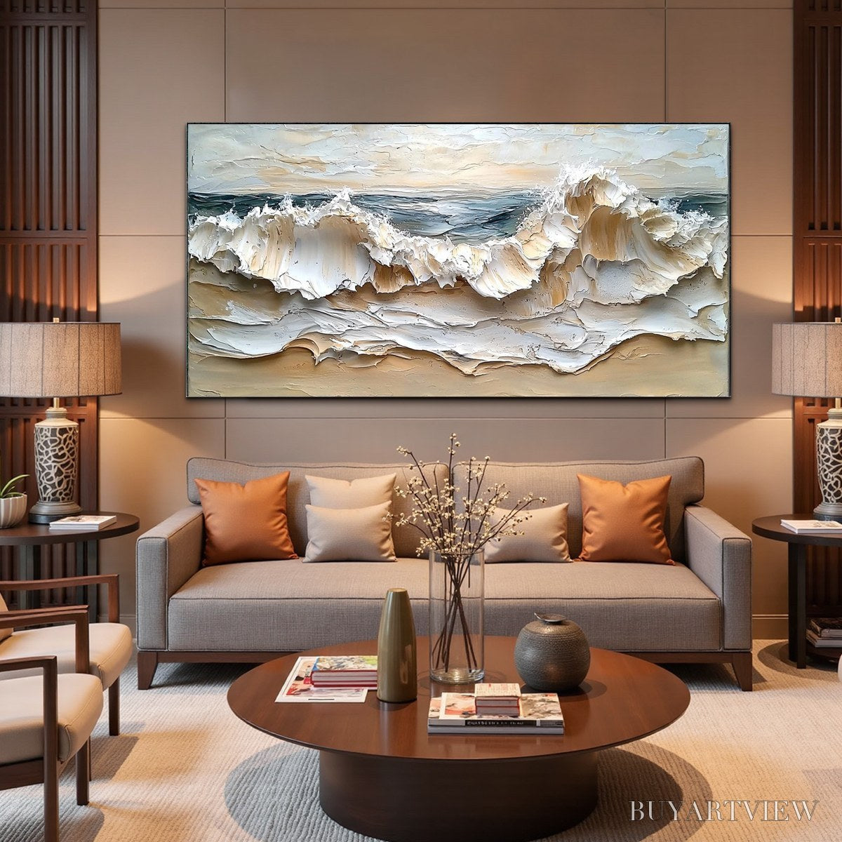 BUYARTVIEW Coastal Crescendo – Heavily Textured Impasto Ocean Wave - image 6