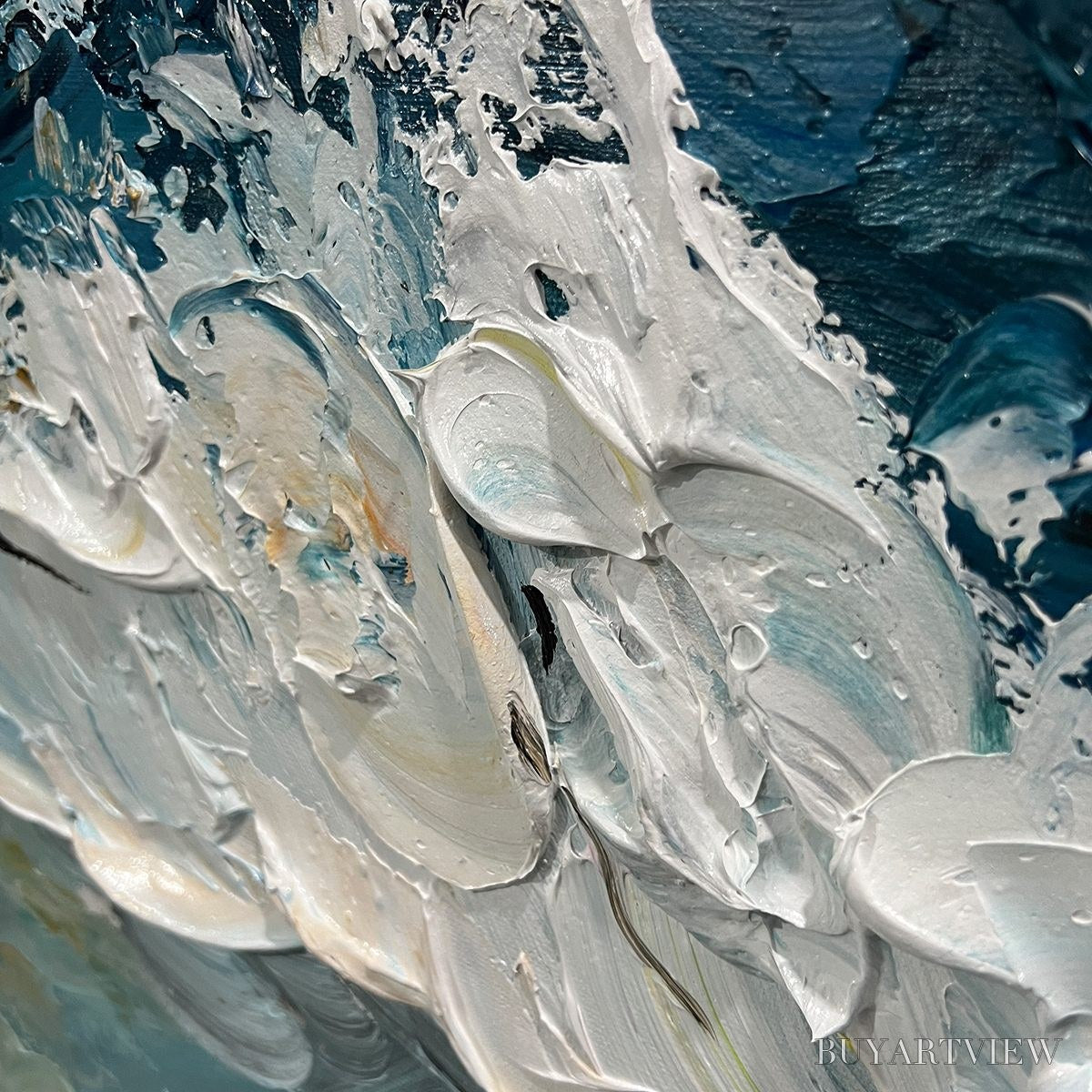 BUYARTVIEW Golden Tide – Textured Impasto Ocean Wave Oil Painting - image 3