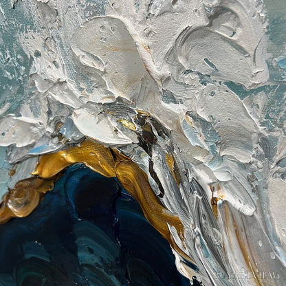BUYARTVIEW Golden Tide – Textured Impasto Ocean Wave Oil Painting - image 5