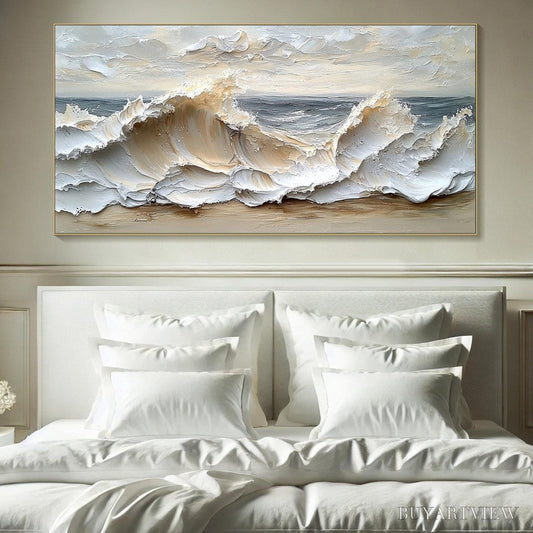 BUYARTVIEW Ocean'S Embrace – Textured Impasto Coastal Wave Oil Painting - image 2