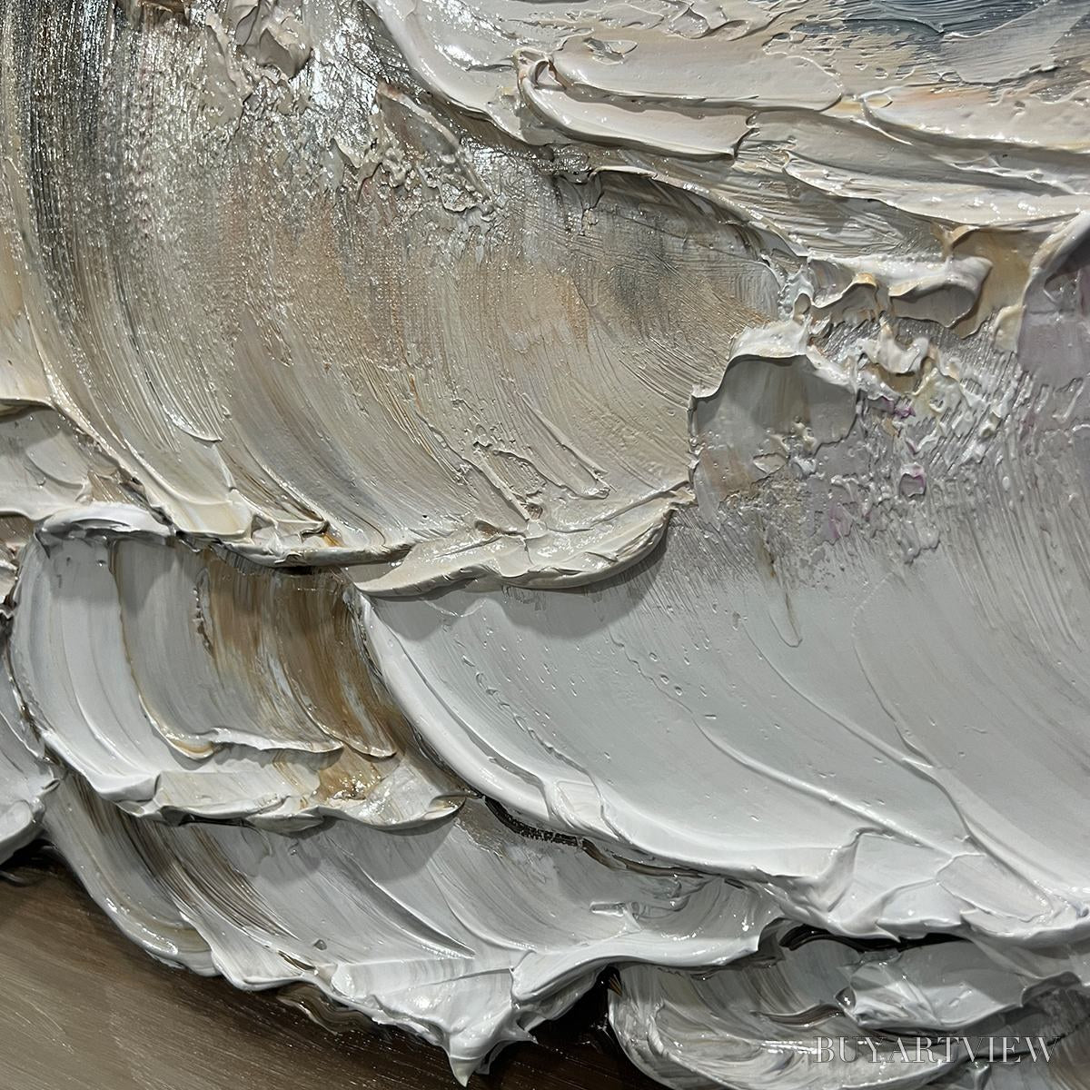 BUYARTVIEW Ocean'S Embrace – Textured Impasto Coastal Wave Oil Painting - image 3