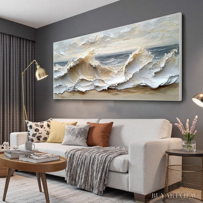 BUYARTVIEW Ocean'S Embrace – Textured Impasto Coastal Wave Oil Painting - image 4