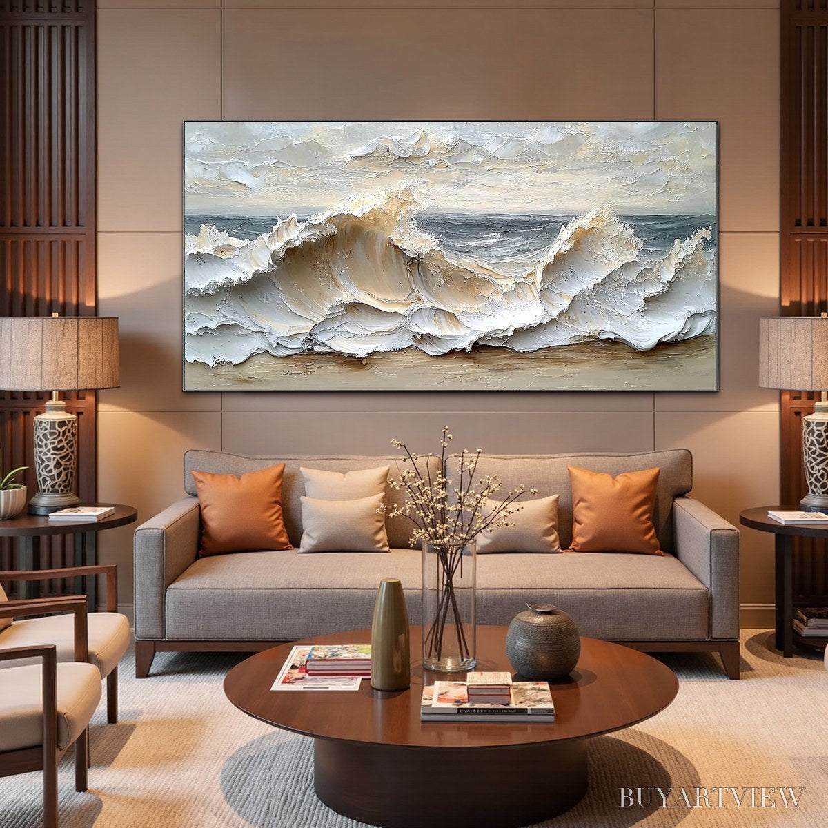 BUYARTVIEW Ocean'S Embrace – Textured Impasto Coastal Wave Oil Painting - image 6