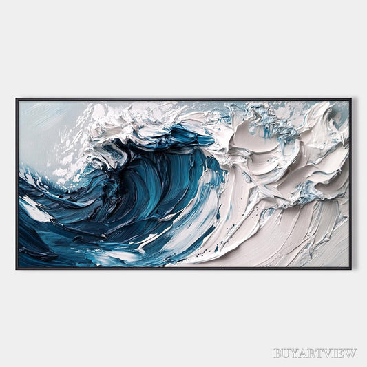 BUYARTVIEW Crashing Wave – Textured Impasto Ocean Wave Oil Painting - image 1