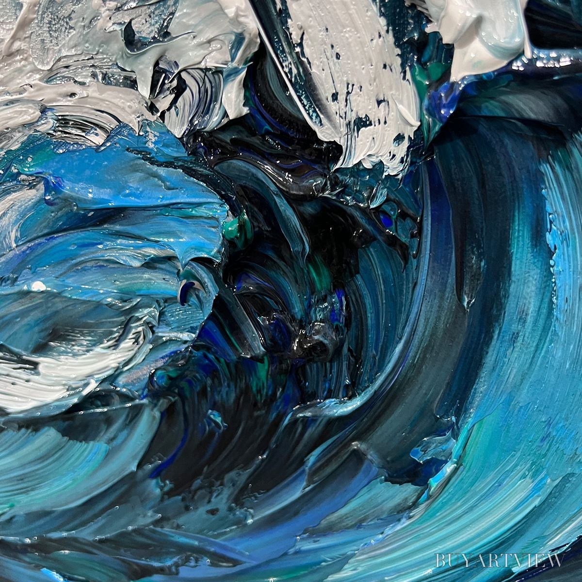 BUYARTVIEW Crashing Wave – Textured Impasto Ocean Wave Oil Painting - image 3