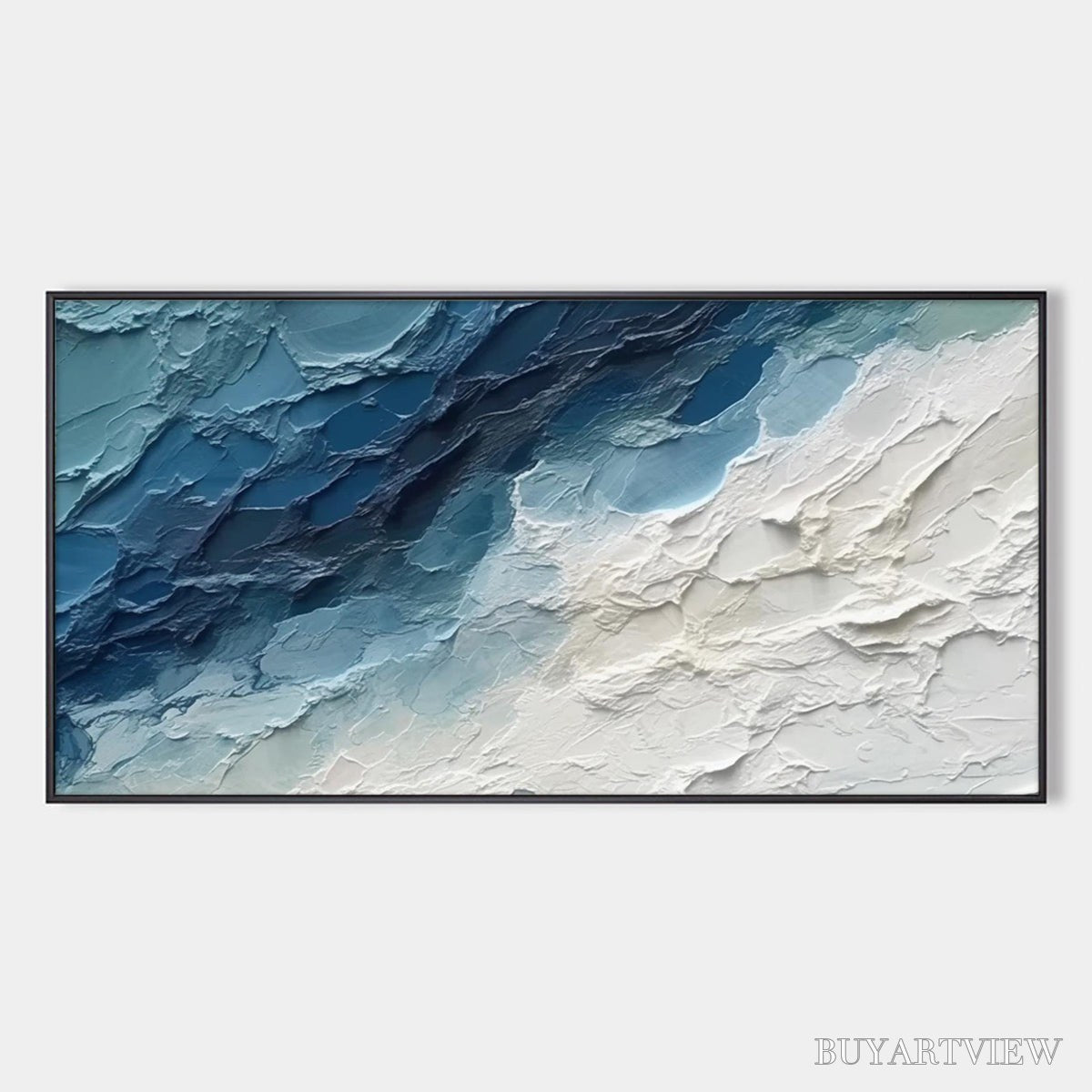 BUYARTVIEW Golden Surge – Textured Impasto Ocean Sunrise Wave Oil Painting - image 1