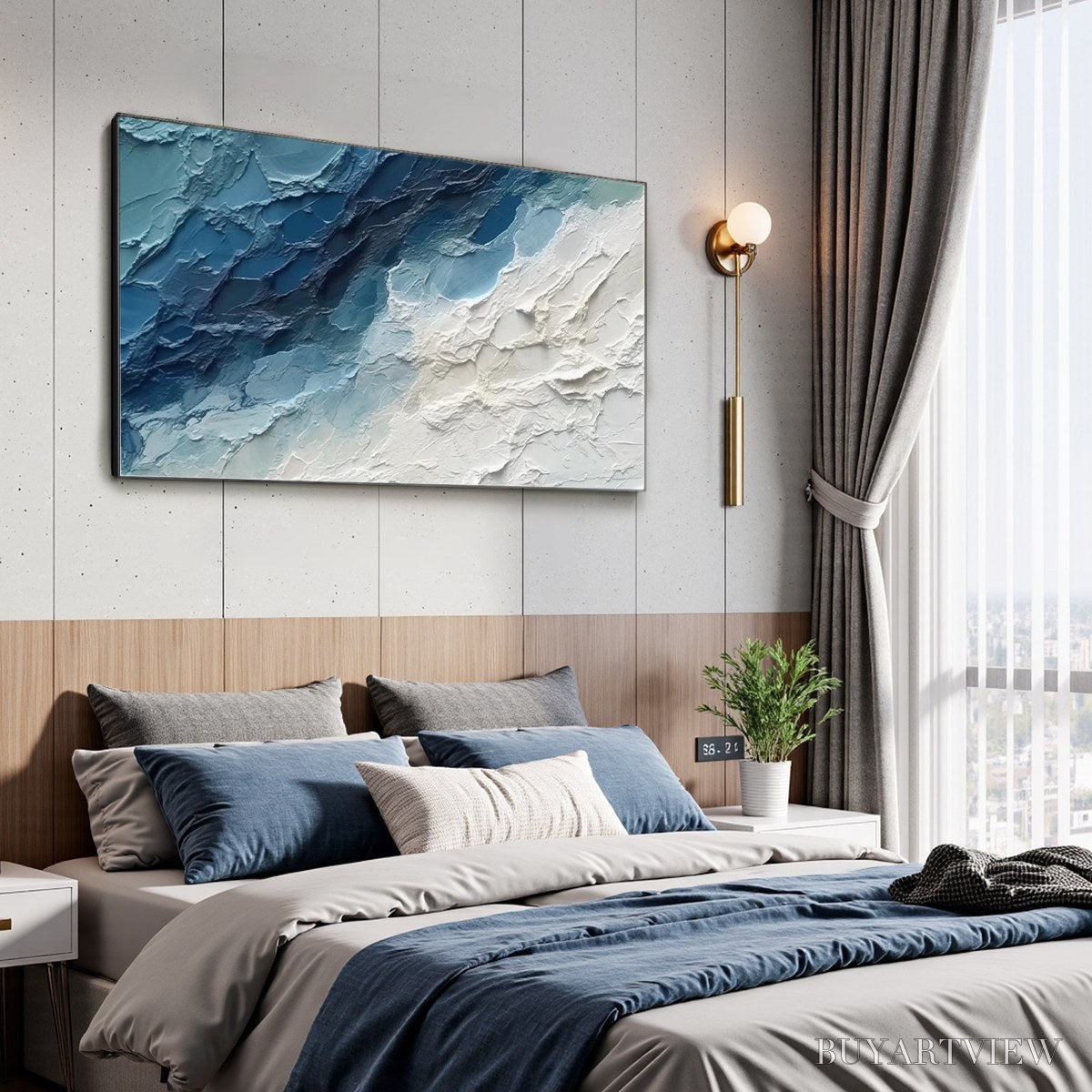 BUYARTVIEW Golden Surge – Textured Impasto Ocean Sunrise Wave Oil Painting - image 4