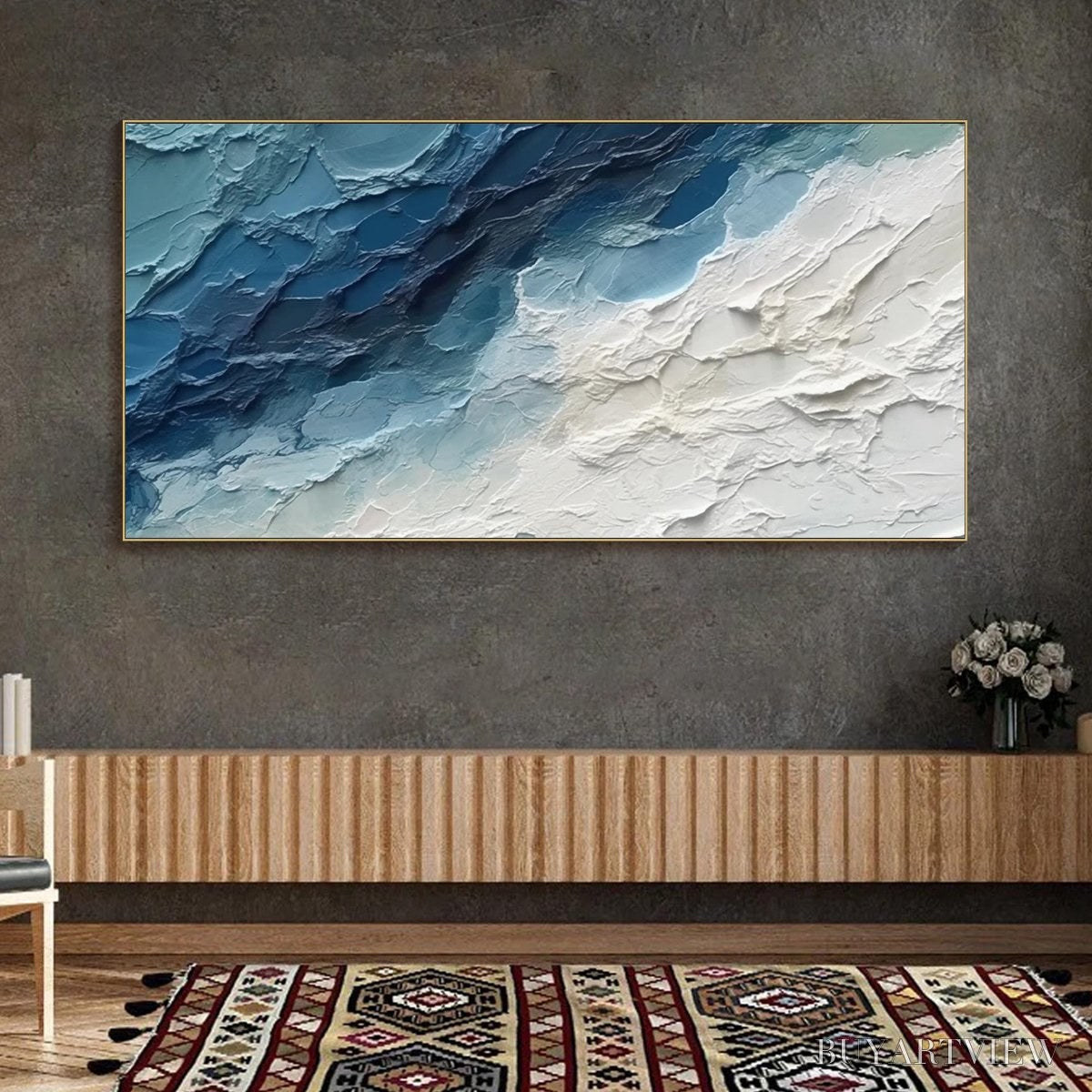 BUYARTVIEW Golden Surge – Textured Impasto Ocean Sunrise Wave Oil Painting - image 6