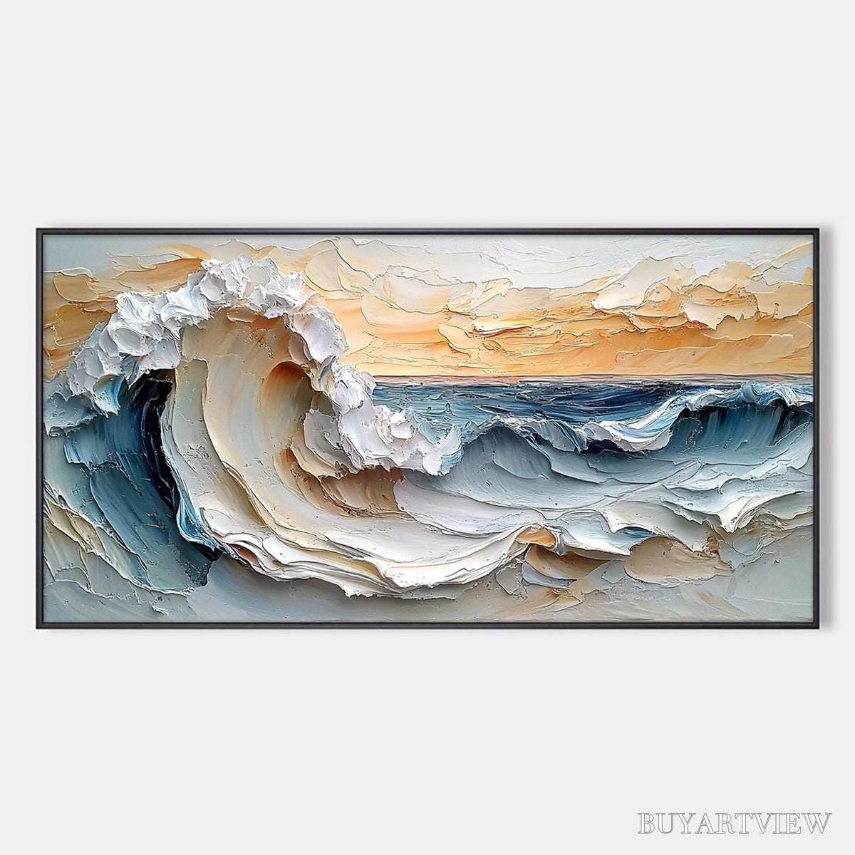 BUYARTVIEW Frozen Tide – Textured Abstract Blue and White Oil Painting - image 1