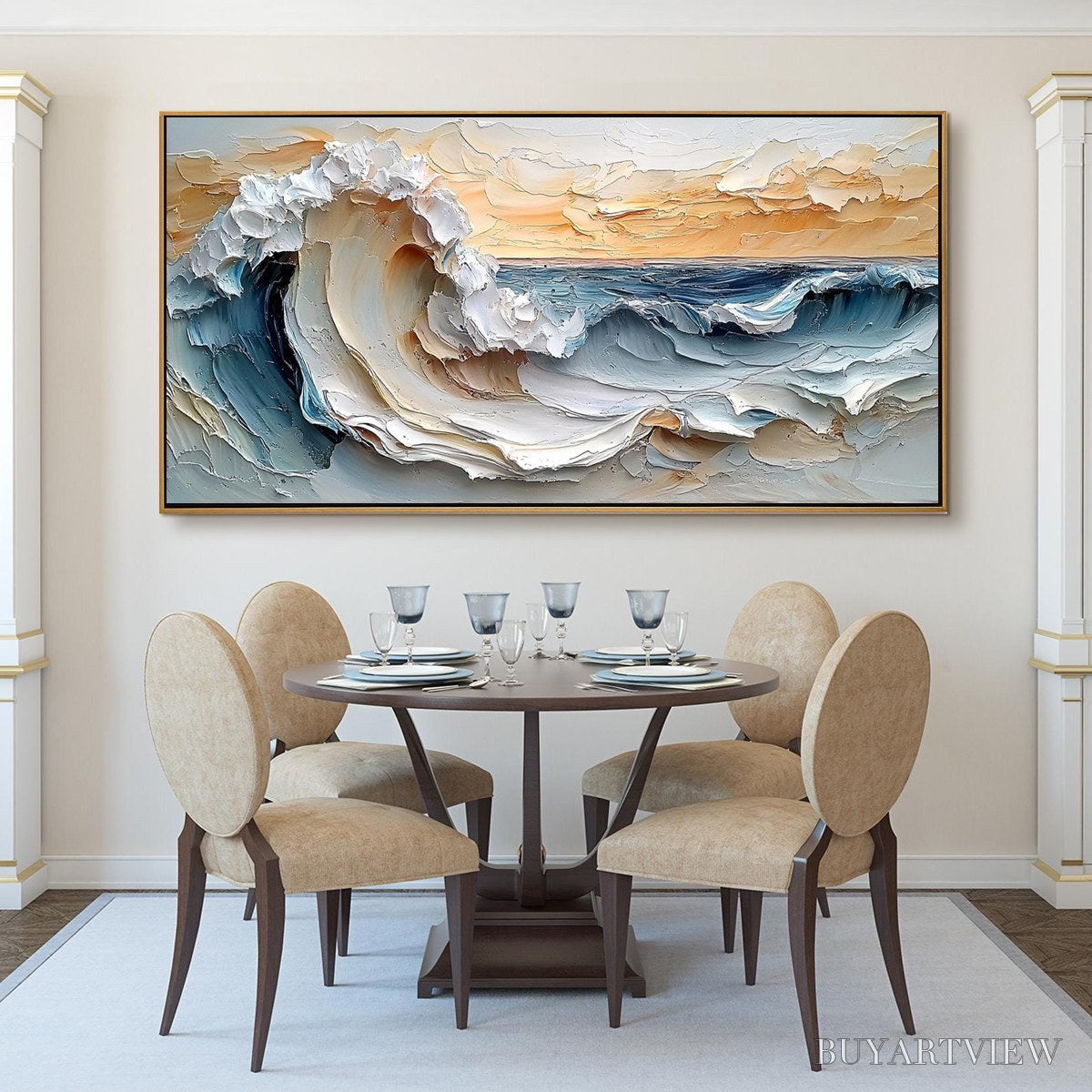 BUYARTVIEW Frozen Tide – Textured Abstract Blue and White Oil Painting - image 2