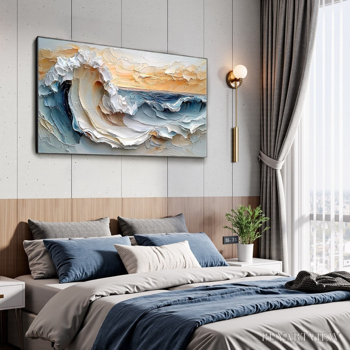 BUYARTVIEW Frozen Tide – Textured Abstract Blue and White Oil Painting - image 4