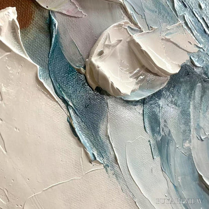BUYARTVIEW Frozen Tide – Textured Abstract Blue and White Oil Painting - image 6