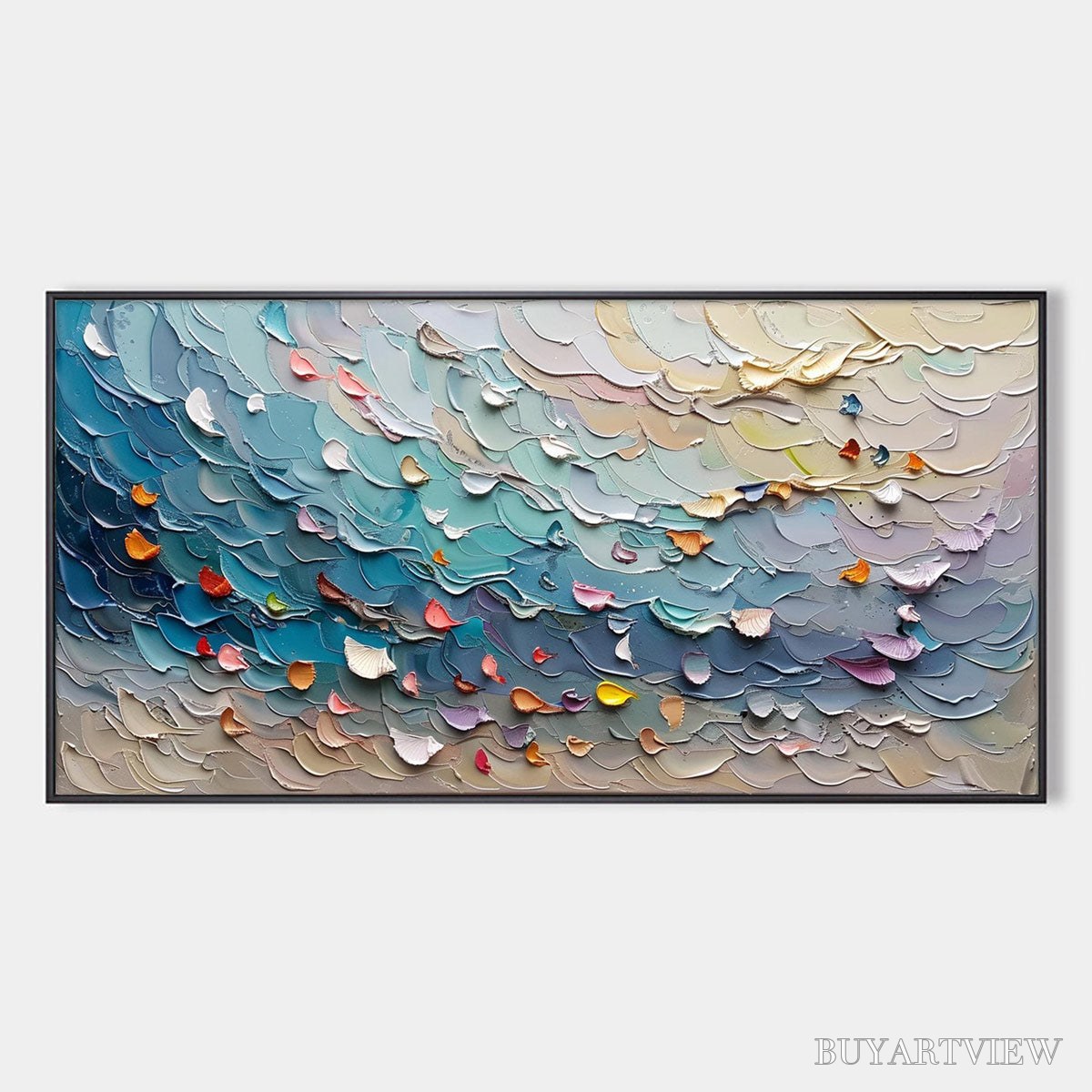 BUYARTVIEW Coral Dream – Textured Abstract Seascape Oil Painting - image 1
