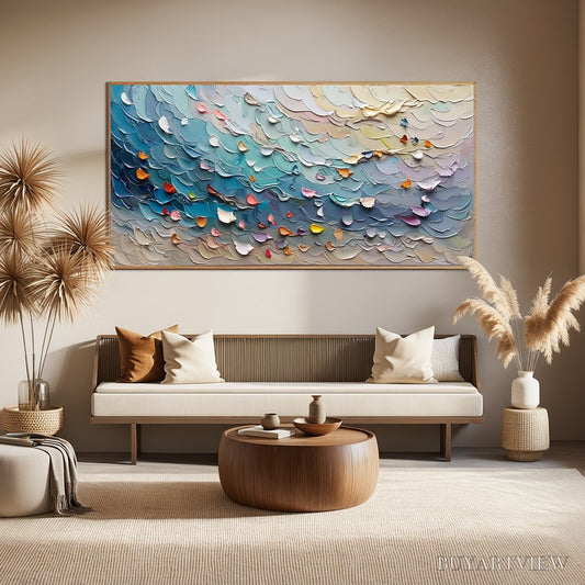 BUYARTVIEW Coral Dream – Textured Abstract Seascape Oil Painting - image 2