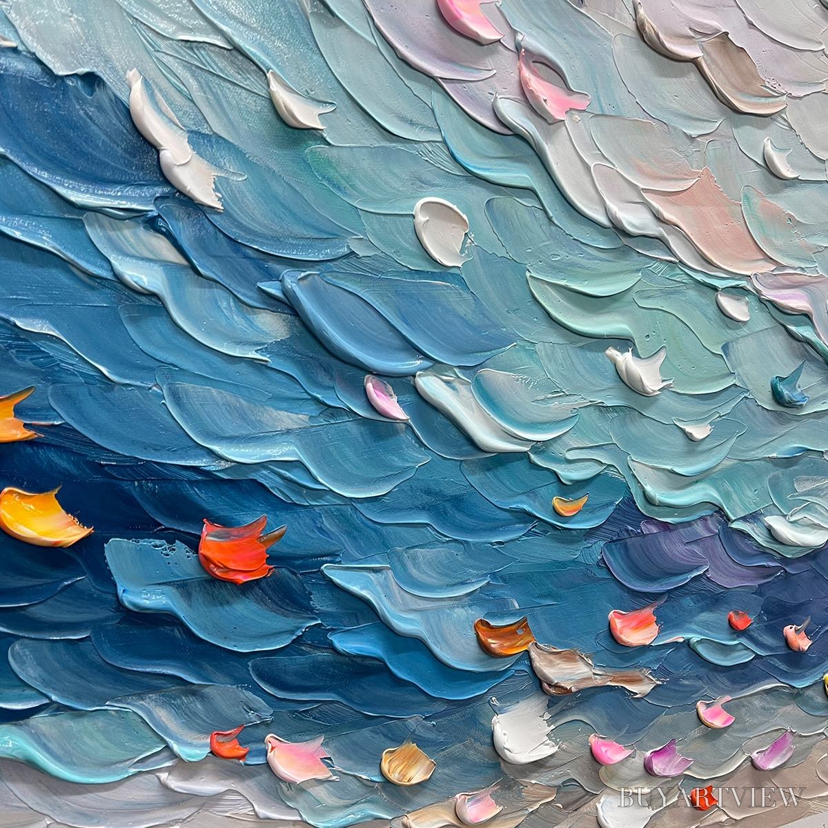 BUYARTVIEW Coral Dream – Textured Abstract Seascape Oil Painting - image 3
