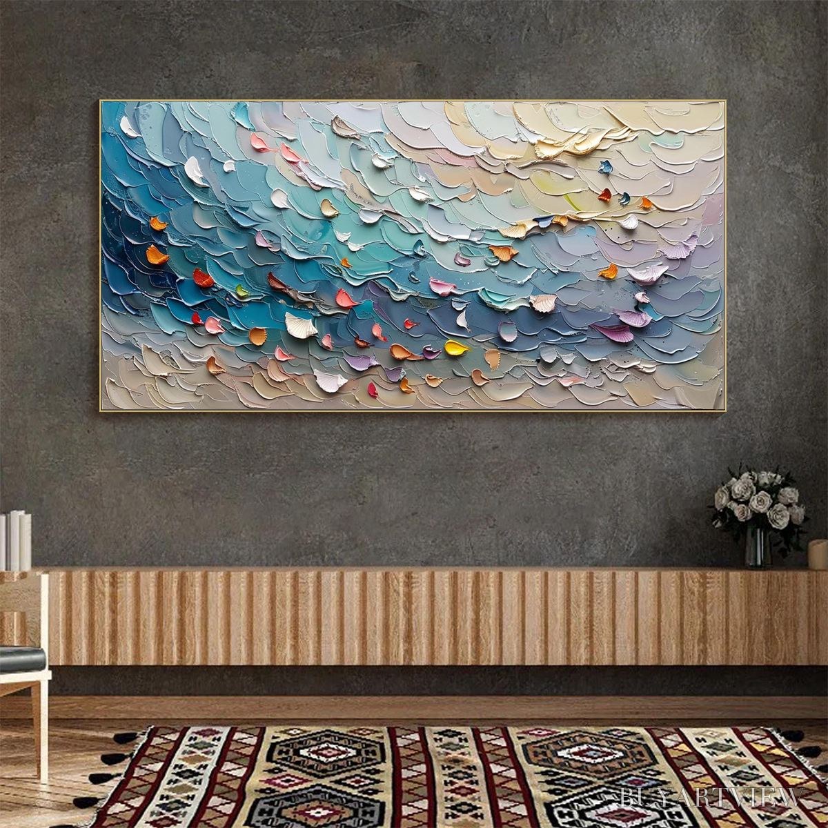 BUYARTVIEW Coral Dream – Textured Abstract Seascape Oil Painting - image 4