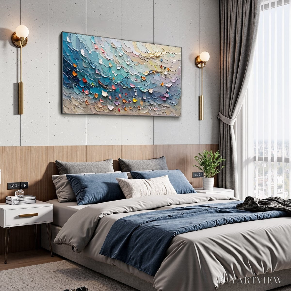 BUYARTVIEW Coral Dream – Textured Abstract Seascape Oil Painting - image 5