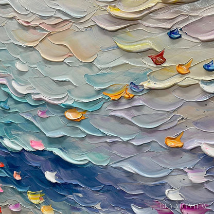 BUYARTVIEW Coral Dream – Textured Abstract Seascape Oil Painting - image 6