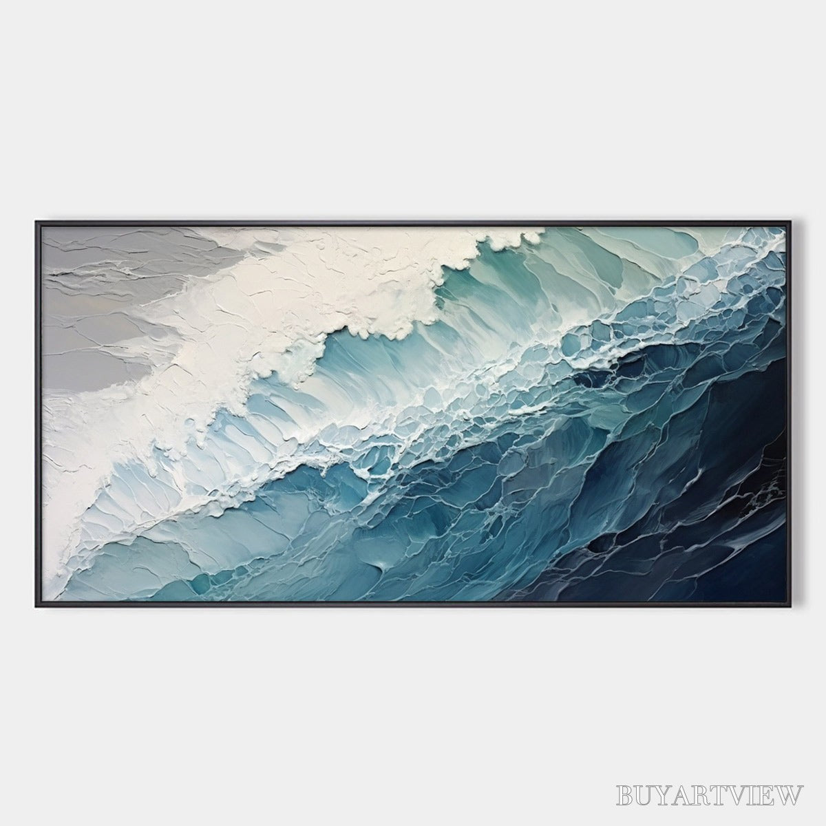 BUYARTVIEW Ocean'S Embrace – Textured Abstract Seascape Oil Painting - image 1