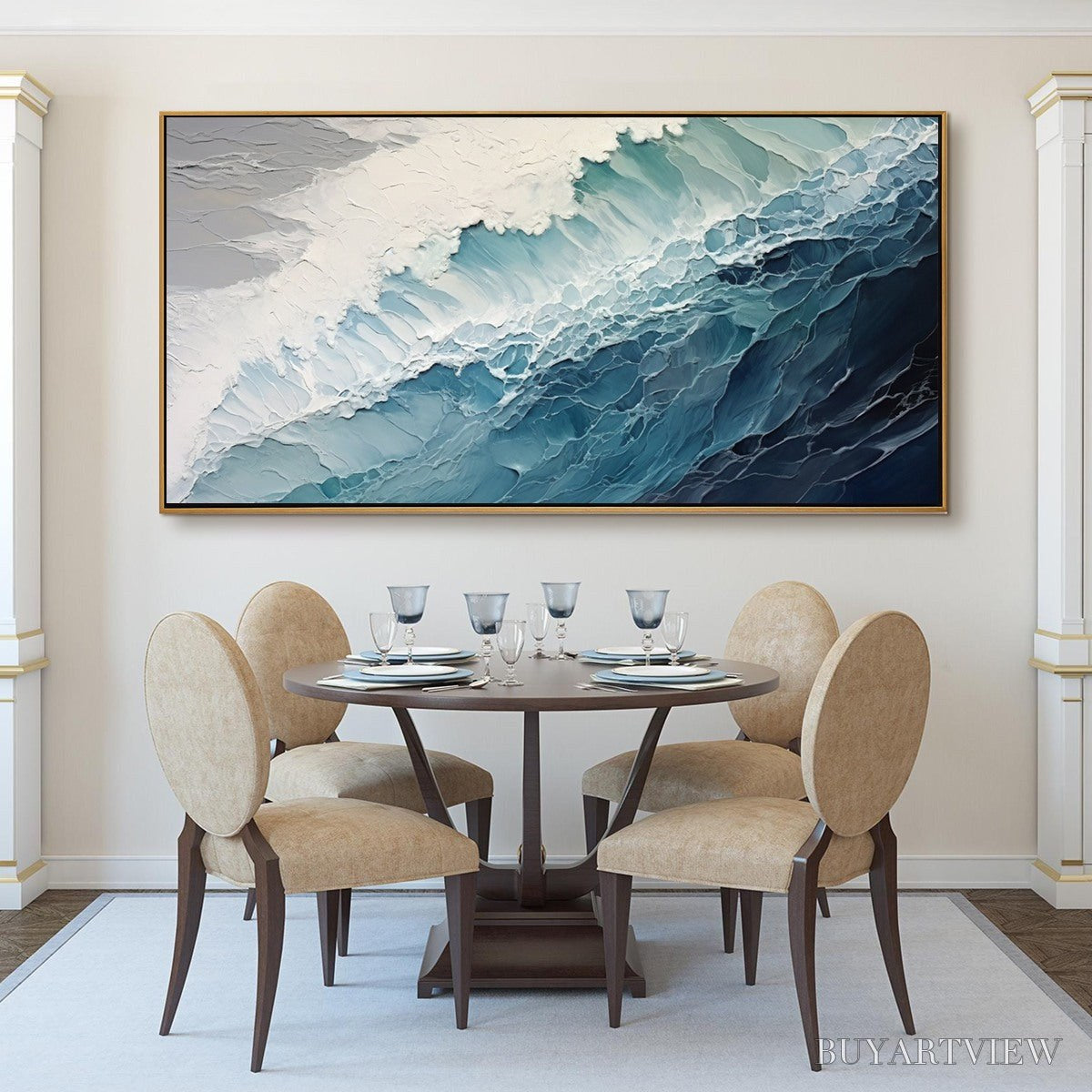 BUYARTVIEW Ocean'S Embrace – Textured Abstract Seascape Oil Painting - image 2