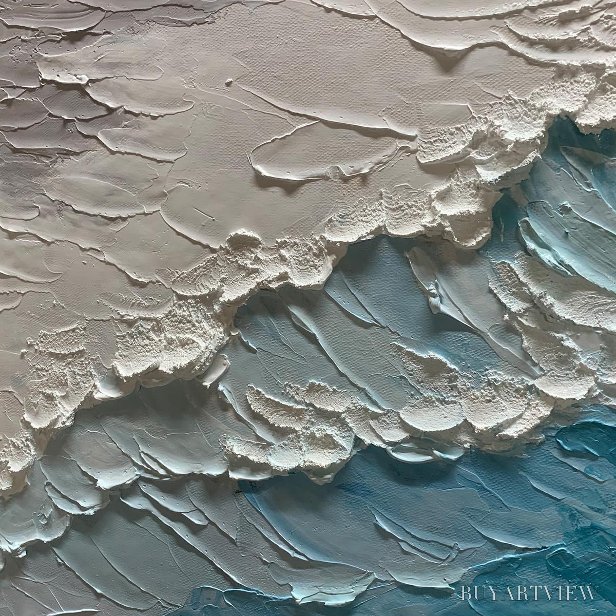 BUYARTVIEW Ocean'S Embrace – Textured Abstract Seascape Oil Painting - image 3