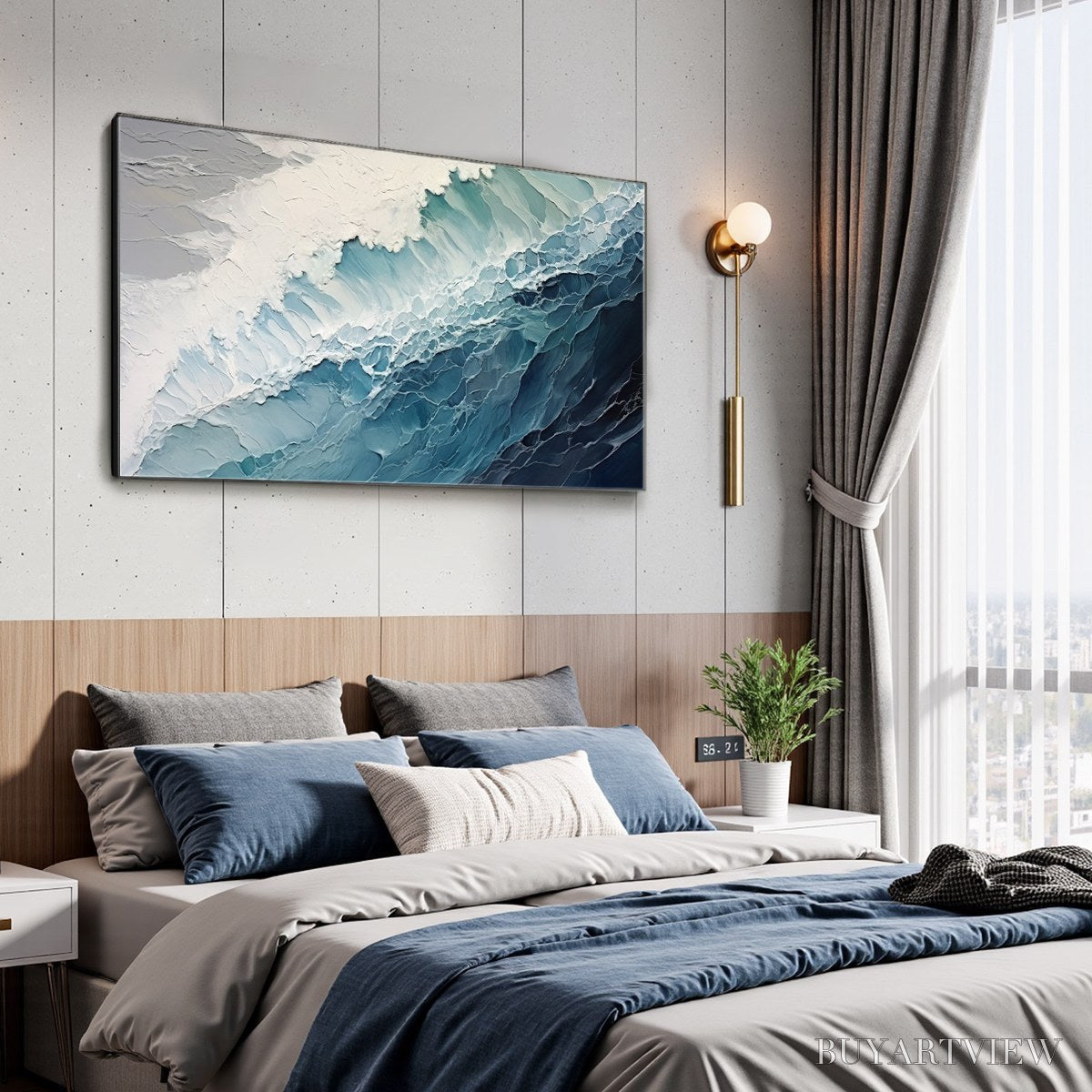BUYARTVIEW Ocean'S Embrace – Textured Abstract Seascape Oil Painting - image 4
