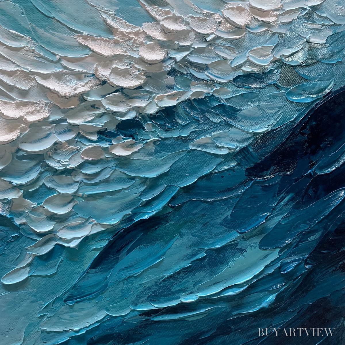 BUYARTVIEW Ocean'S Embrace – Textured Abstract Seascape Oil Painting - image 5
