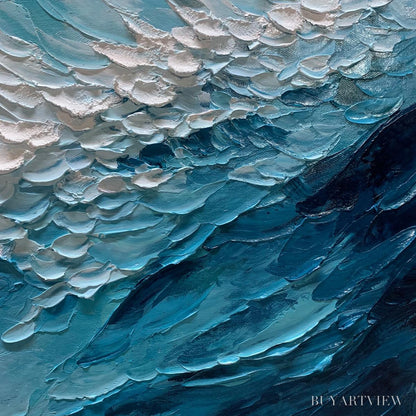 BUYARTVIEW Ocean'S Embrace – Textured Abstract Seascape Oil Painting - image 5