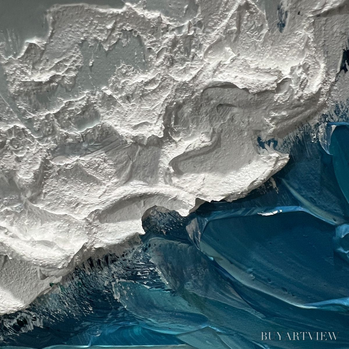 BUYARTVIEW Azure Crest – Ocean Waves Abstract Impasto Oil Painting - image 3