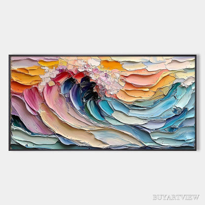 BUYARTVIEW Cresting Wave – Textured Impasto Ocean Wave Oil Painting - image 1