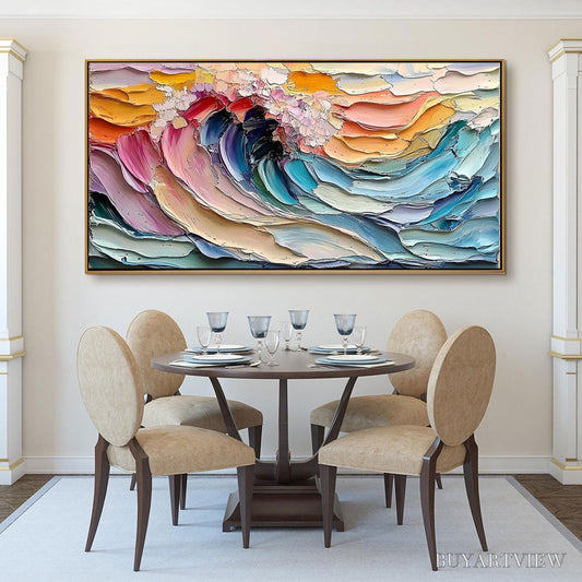BUYARTVIEW Cresting Wave – Textured Impasto Ocean Wave Oil Painting - image 2
