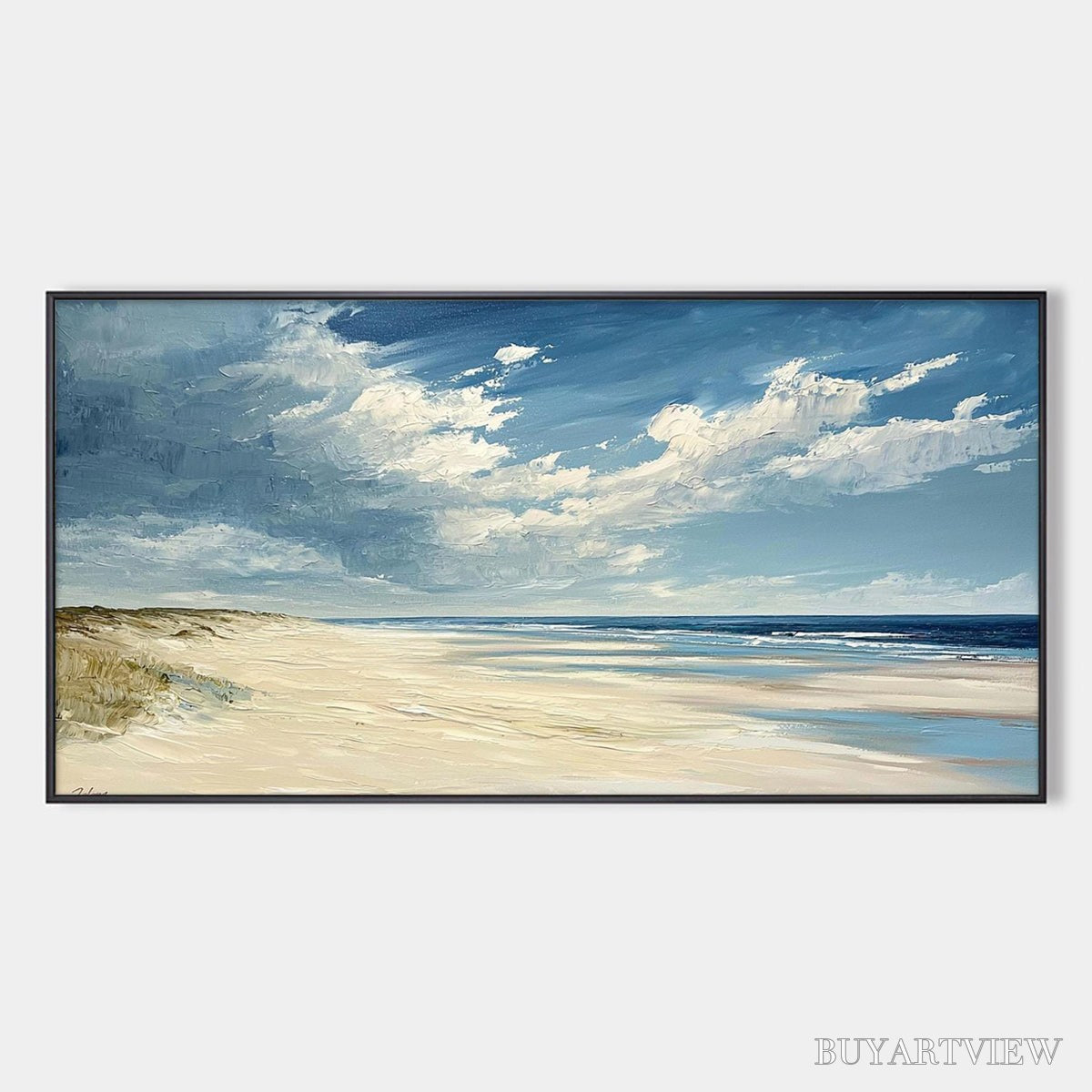BUYARTVIEW Seaside Serenity – Textured Coastal Beach Oil Painting - image 1