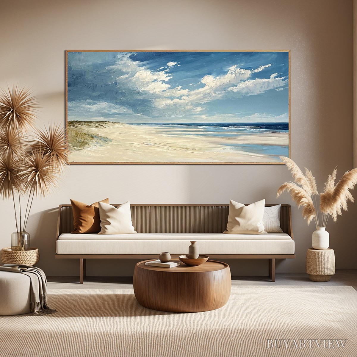 BUYARTVIEW Seaside Serenity – Textured Coastal Beach Oil Painting - image 2