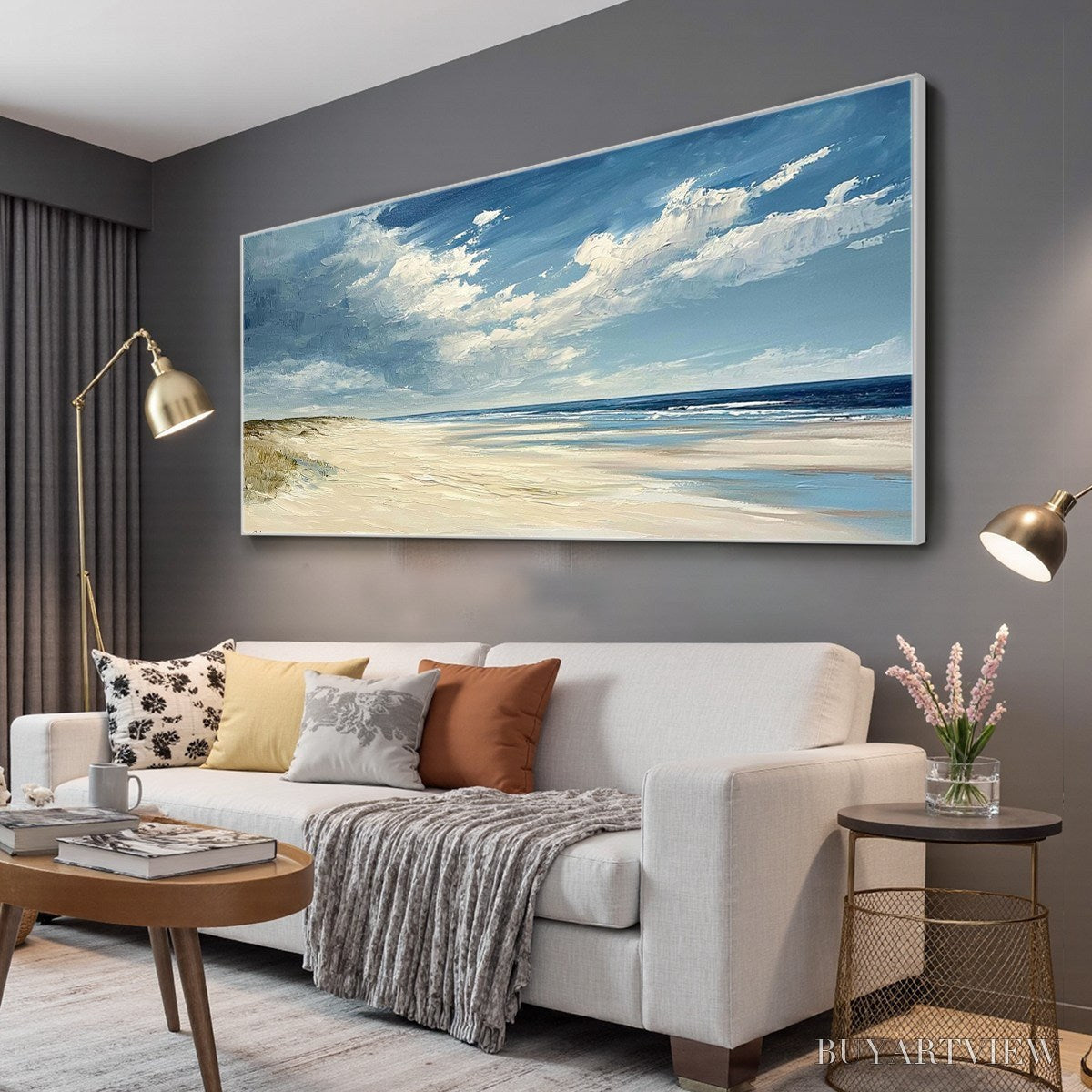 BUYARTVIEW Seaside Serenity – Textured Coastal Beach Oil Painting - image 4