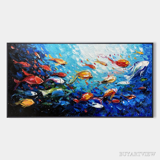 BUYARTVIEW Ocean'S Jewels – Textured Impasto Colorful Fish Oil Painting - image 1