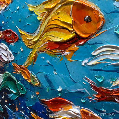 BUYARTVIEW Ocean'S Jewels – Textured Impasto Colorful Fish Oil Painting - image 3