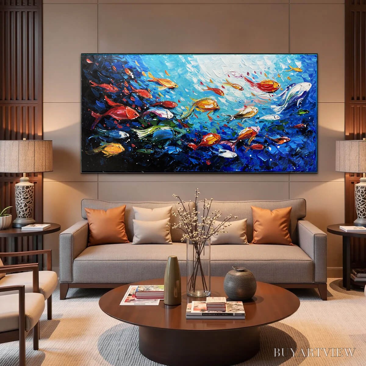 BUYARTVIEW Ocean'S Jewels – Textured Impasto Colorful Fish Oil Painting - image 5