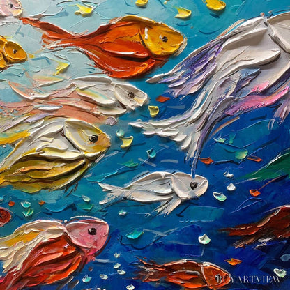 BUYARTVIEW Ocean'S Jewels – Textured Impasto Colorful Fish Oil Painting - image 6